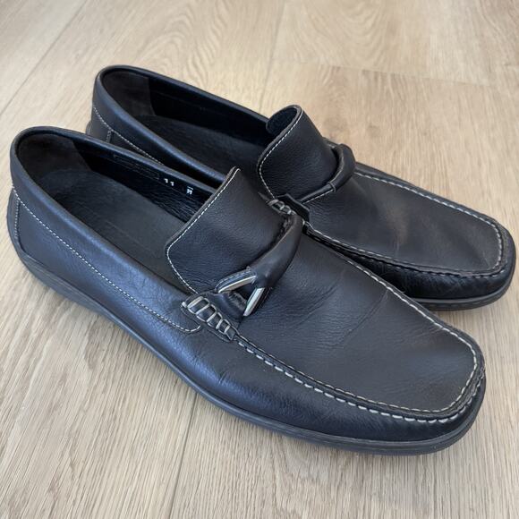 Paul Frederik Mens Penny Loafers Dress Shoes Brown Leather Sz 11 Made in Italy - Picture 9 of 9